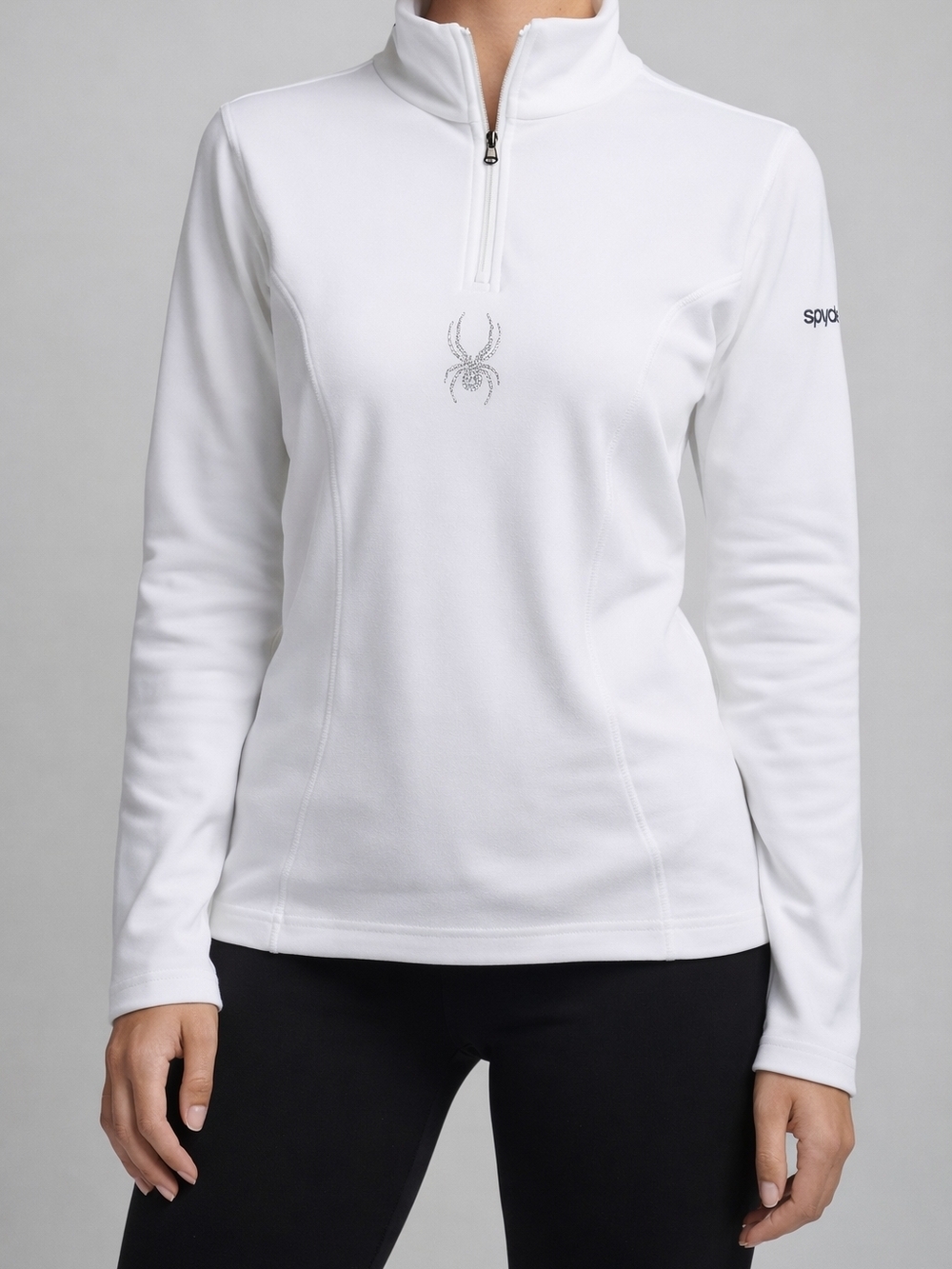 Spyder Women’s White 1/4 Zip Pullover Size 10 Ski Athletic Top Polyester